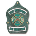 Plastic Fire Helmet with Custom Green Fire Department Shield